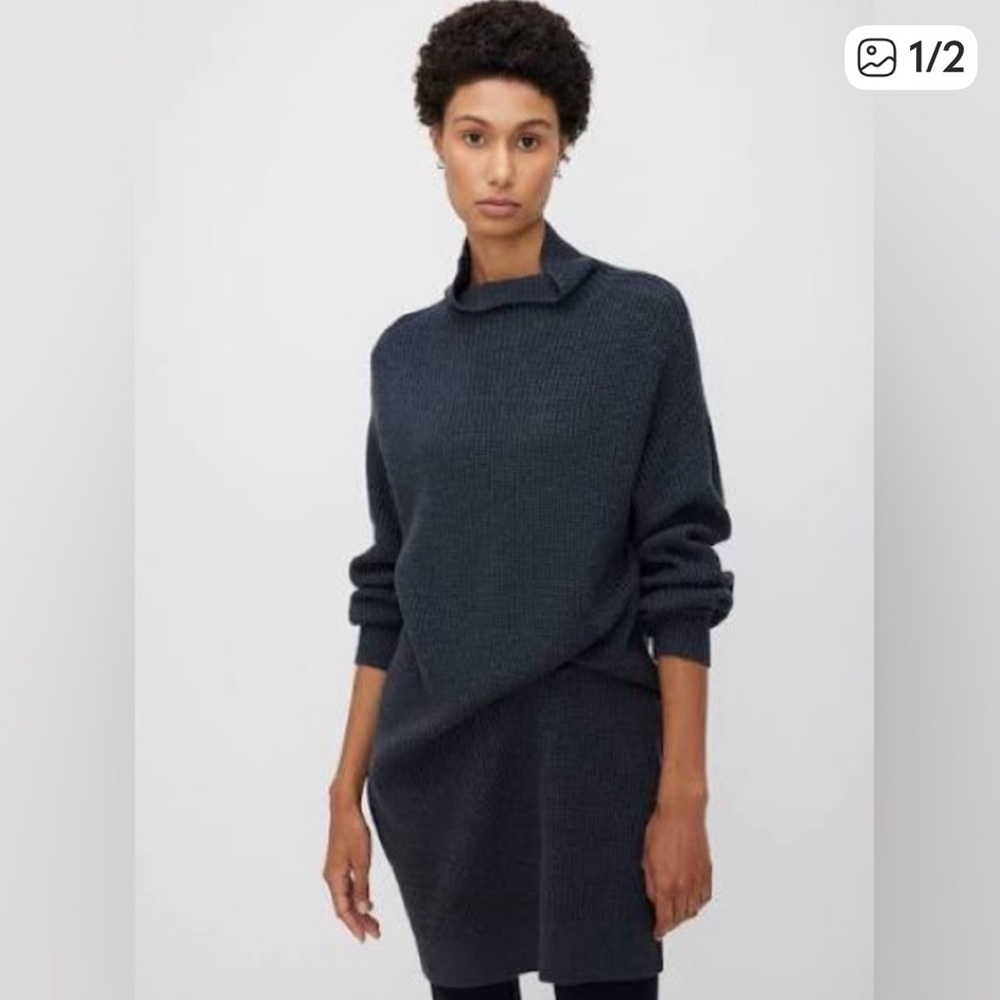 Kit and Ace Grace merino Charcoal Cowl Neck Sweater Dress